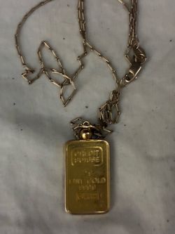 999.9 Pure Gold bullion bar 5g  on a 14 k chain