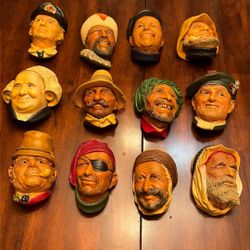 Hand Painted Plaster Head Figurines 