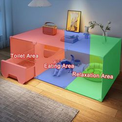 🥨Cat Cages Indoor 1-Tier Cat House Simple Cats Patio Thicken Plastic Cats Crates for Indoor with Litter Box for Ferrets Hedgehogs Chicken, White, $66