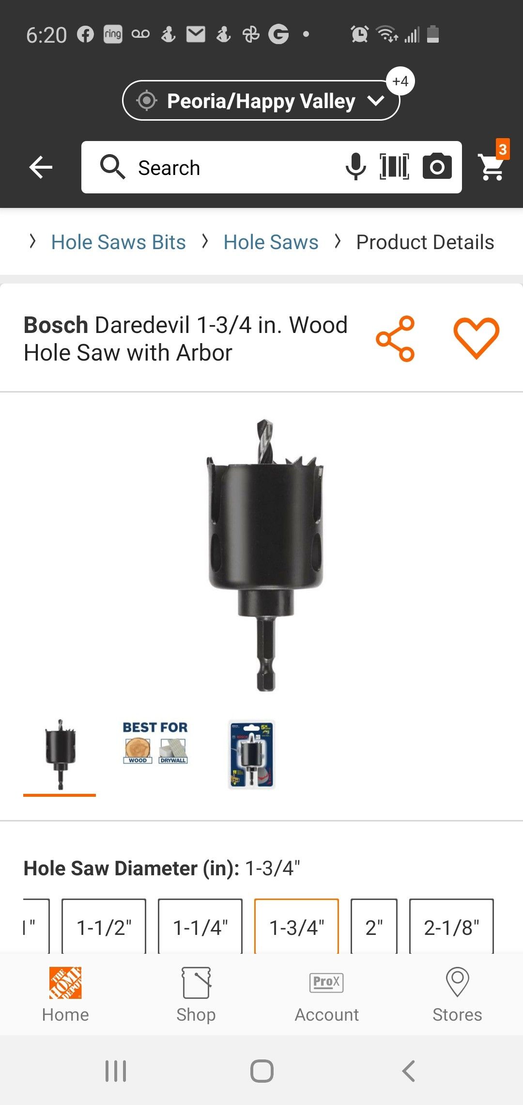 Bosch Daredevil 1-3/4 in. Wood Hole Saw with Arbor