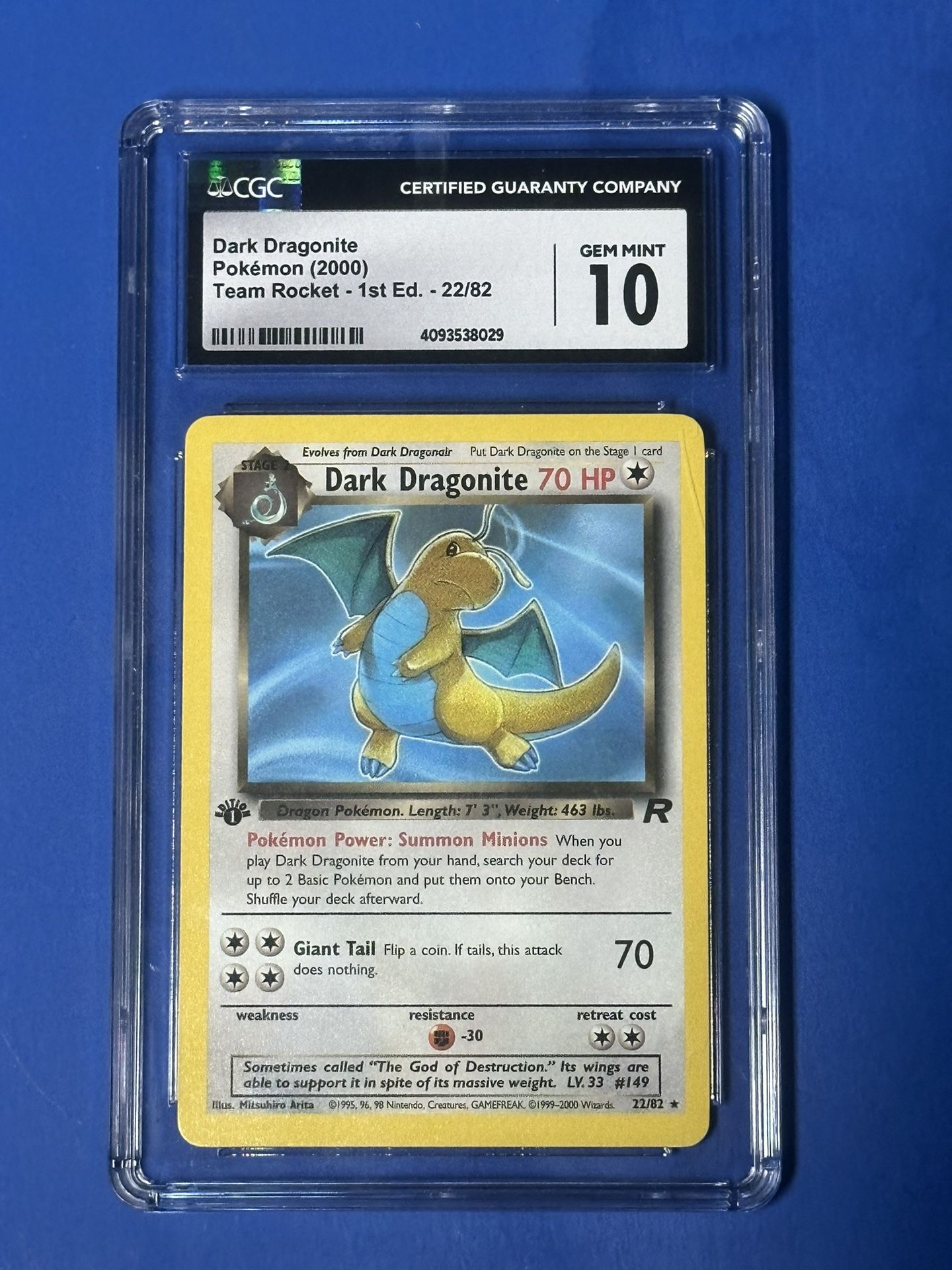 Dark Dragonite Team Rocket 1st Edition 20/82 CGC 10