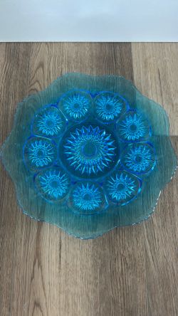 Vintage blue glass plate