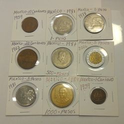LOT OF (9) MEXICAN COINS TO COLLECT 