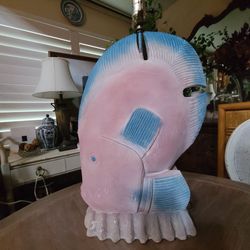 Vintage 80s ceramic fish table lamp