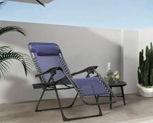 Folding Zero Gravity Chair w-Cup Holder, Blue