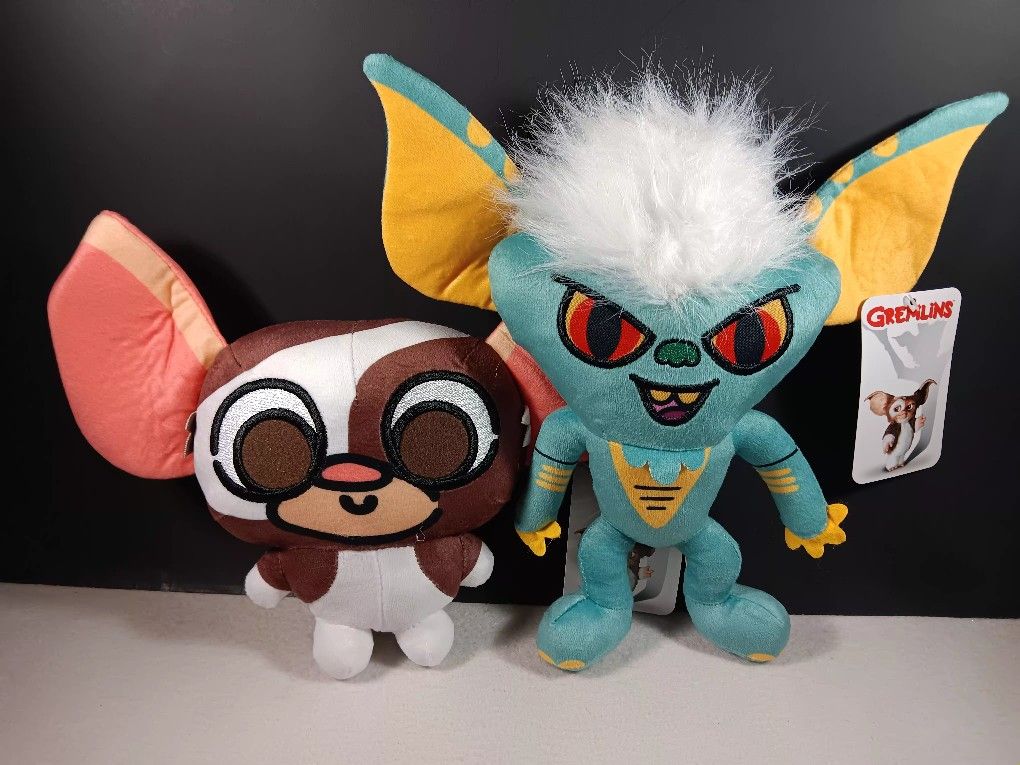 Warner Bros Gremlins 7” Set of 2 Stuffed Animal Gizmo & Stripe Plush Dolls New