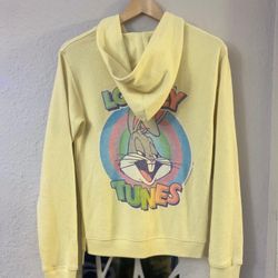 Vintage Looney Tunes Bugs Bunny Yellow Full Zip Hoodie