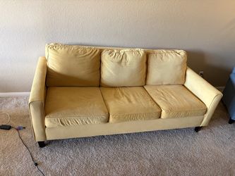 Yellow Fabric 3-Seat Sofa