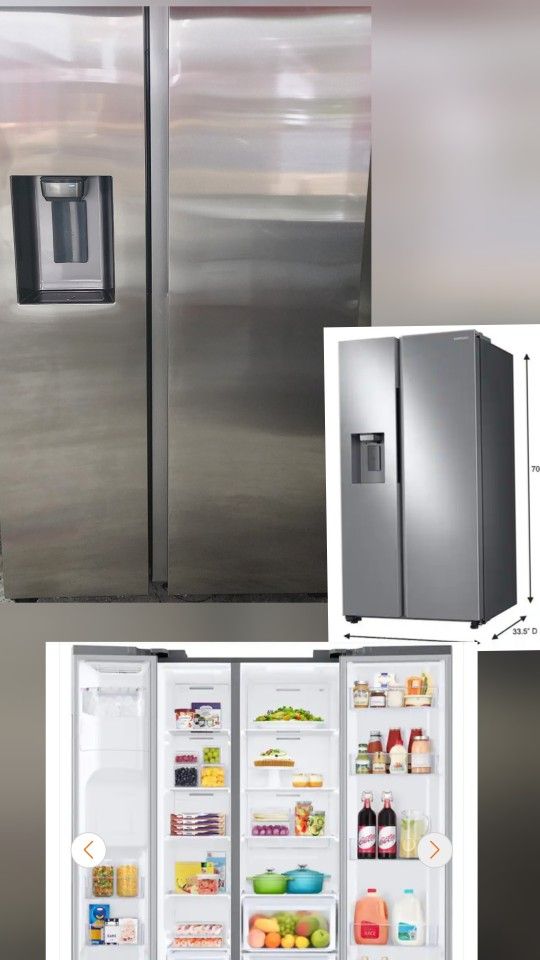 (Brand New)Samsung - 27.4 cu. ft. Open Box Side-by-Side Stainless Refrigerator
(Delivery Available)