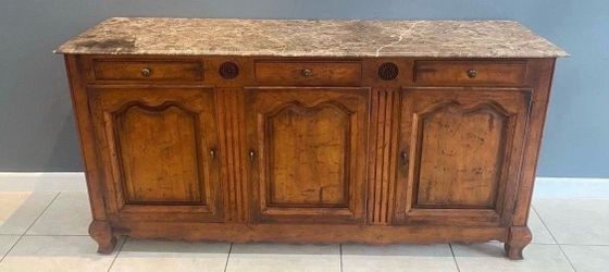 Wood Marble Top Sideboard Buffet