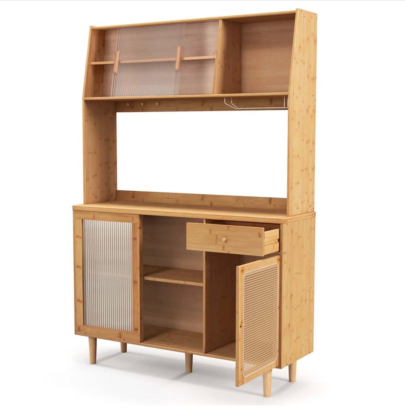 Bamboo Kitchen Hutch Cabinet / Coffee Bar Station