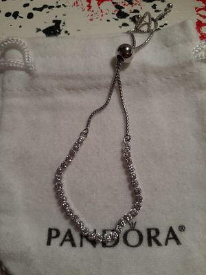 Photo New silver sparkling clear cz strand pandora bracelet