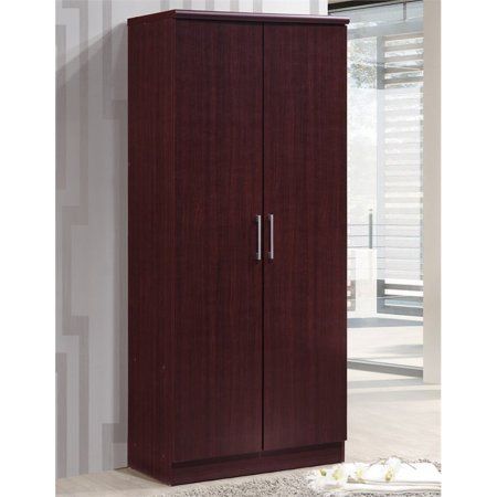 Hodedah 2-Door Armoire with 4-Shelves in Mahogany Mahogany - 16.7" x 32" x 72"