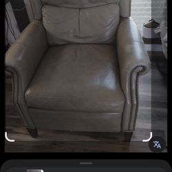 Hancock & Moore Sami leather power recliner with nailhead trim.