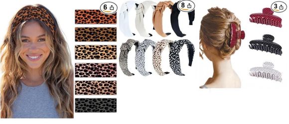 BRAND NEW! 17 Headbands & Polka Dot Hair Claw Clips