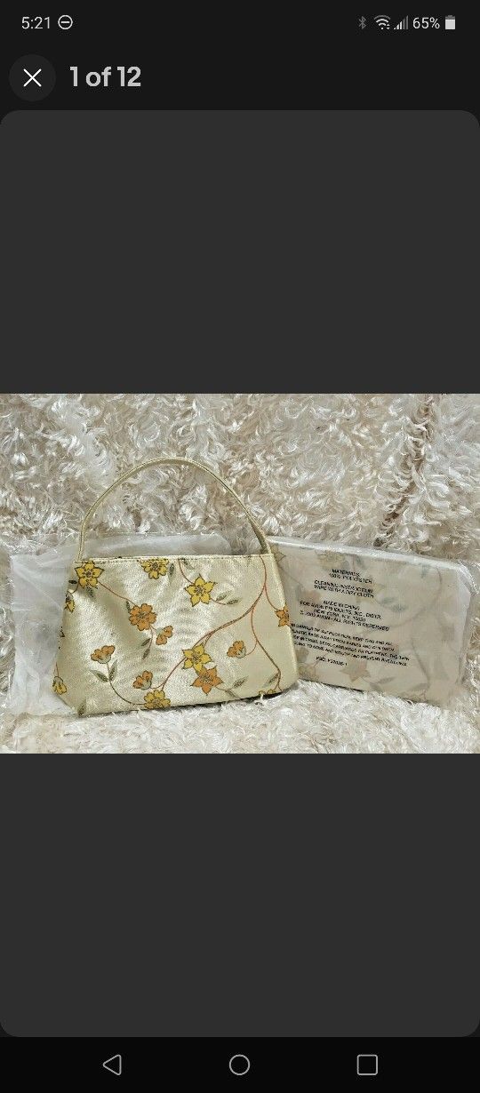 Avon Ultimate Gold Satin Cosmetic Bag W/ Handle