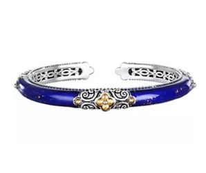 FREE SHIPPING! Barbara Bixby 925 Sterling Silver & 18K Blue Enamel Cuff Bracelet 6” Lot#798