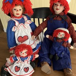 Raggedy and and Andy by kelly Rubert laugh like porcelain collector dolls Danberry mint