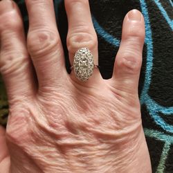 Antique 14kt diamond cluster ring