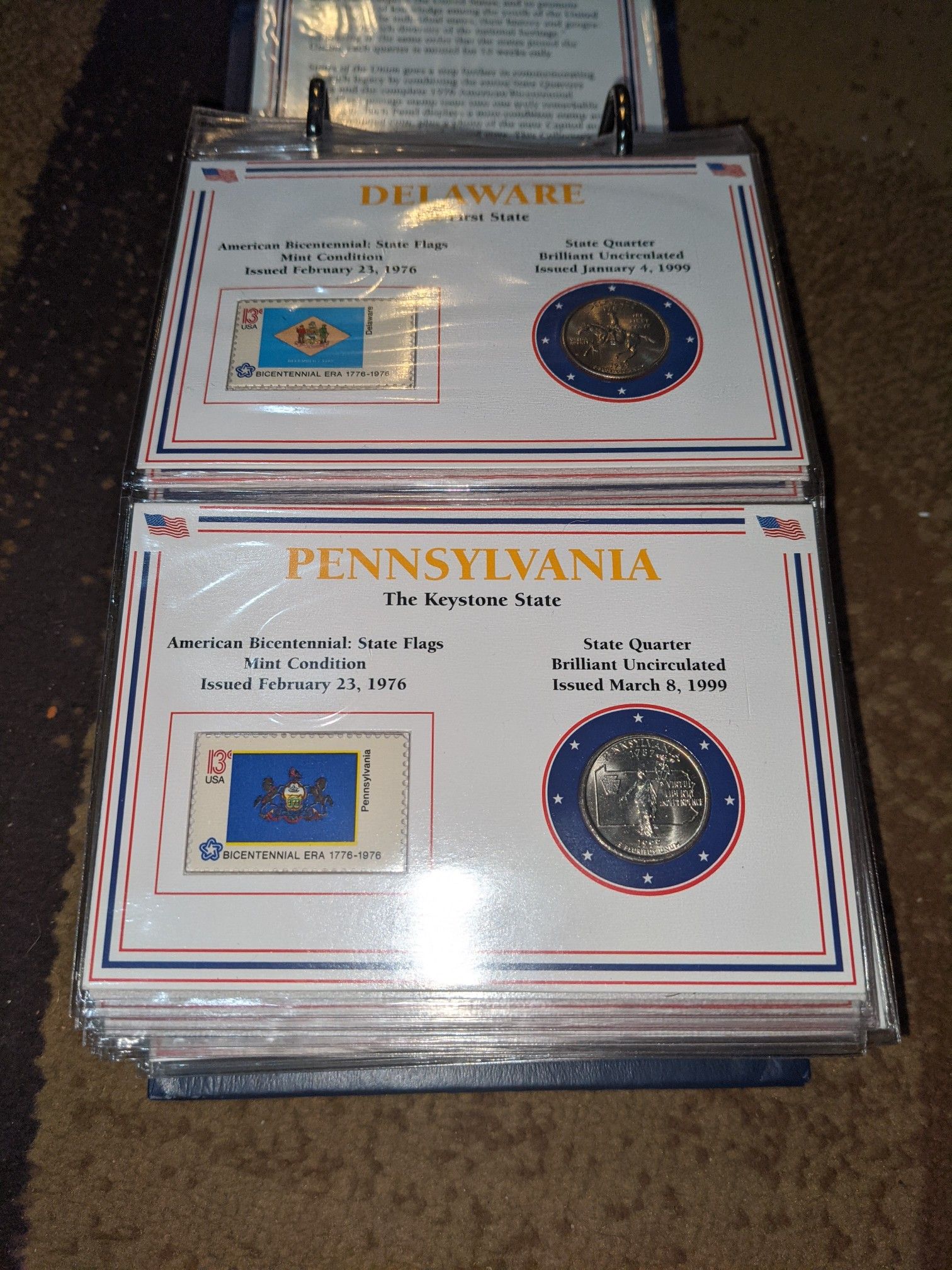 PCS States of the Union - uncirculated coin & stamp set - 56 state quarters!
