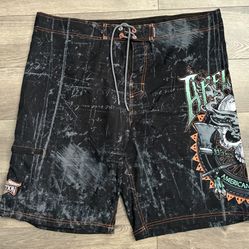 Affliction Board Shorts Size 42 Native American Customs Skull Vintage Y2K Surf