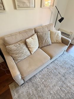 Pull-Out Sleeper Sofa / Loveseat, Beige, Pillows Included - $200