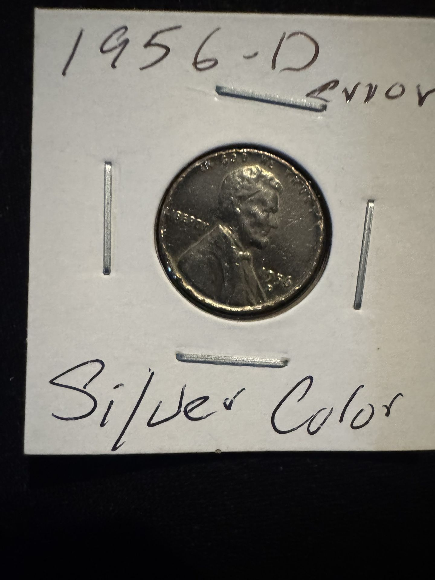 Wheat Penny 1956 D Error Silver Color