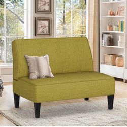 Furniture Small Loveseat-Sofa, Upholstered Small Sofa Couch Mini Love seat Sofas for Bedroom Living Room (Green)