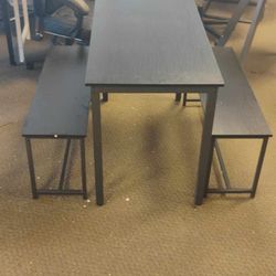 Studio Collection Soho Dining Table with Two Benches (3 piece set) - Espresso