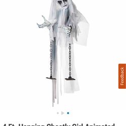 Halloween 4 Ft. Hanging Ghostly Girl Animated Prop