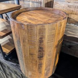 Drum Mango Wood End Table 