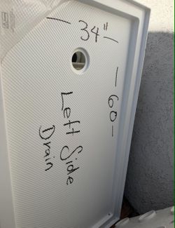 New 34x60 Shower Base Left Side Drain