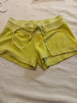 Yellow-Green Terry Cloth Drawstring Shorts