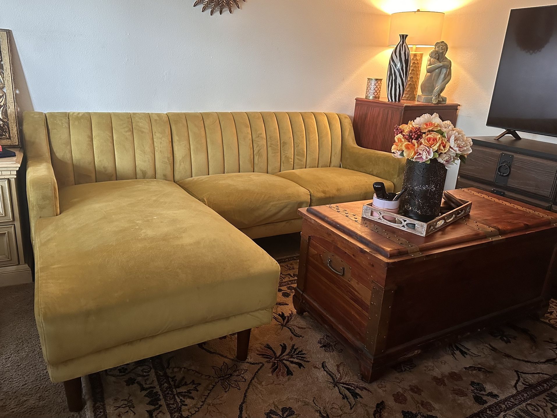 Yellow Velvet Sectional Sofa