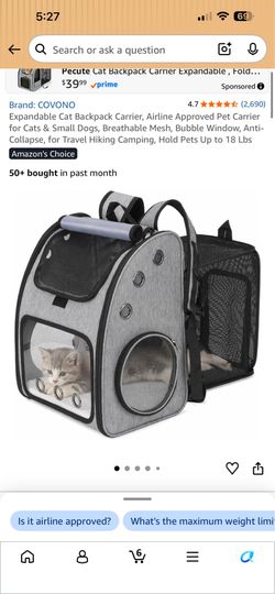 Cat carrier expandable backpack