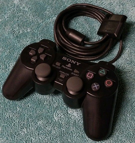 Sony PS2 BLACK Wired Controller DualShock PlayStation 2 Works Great!