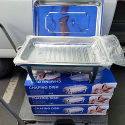 4 Pack Premier Chafers Stainless Steel Chafing Dish 11 Qt. Full Size Buffet Trays  