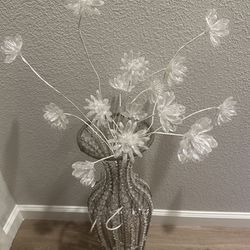 Z Gallerie Unique Textured Floor Vase With Crystal Flowers 25”