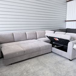 Thomasville Caler Convertible Sleeper Sectional Sofa with Storage, Gray