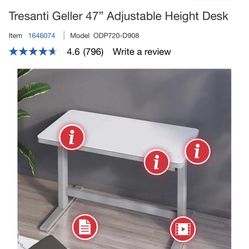 Tresanti Grey Adjustable Desk  