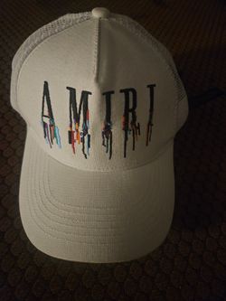 [BRAND NEW] White Amiri Embroided Paint Drip Trucker Hat READ DESCRIPTION