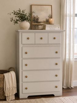Cream Tallboy Dresser | Modern Farmhouse | 5 Drawers