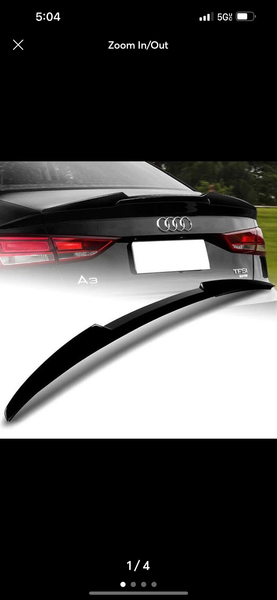 FITS 14-2020 AUDI A3 A3 S3 RS3 SEDAN GLOSS BLACK V STYLE REAR TRUNK SPOILER WING