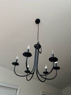 Black Farmhouse Chandelier, 6 Lights Modern Dining Room Light Fixture