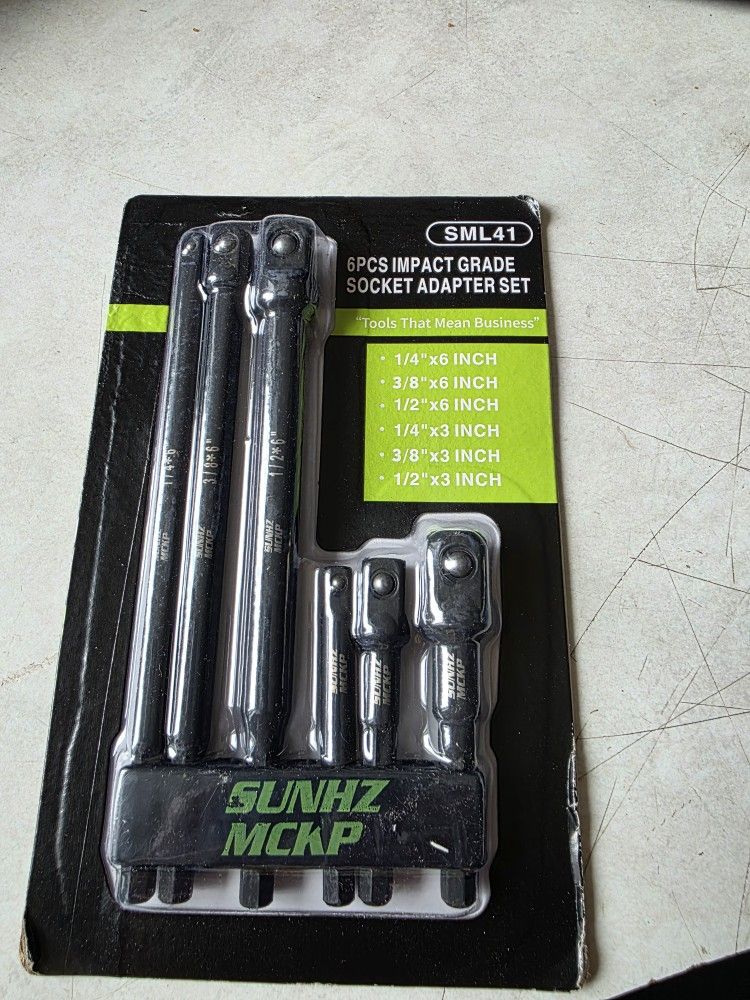 Brand new 6 pcs impact grade socket adapter set (1/4", 3/8" & 1/2" drive)