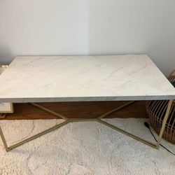 White Coffee Table With Gold Legs