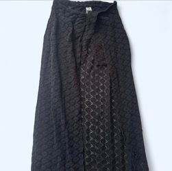 black lace knit maxi skirt