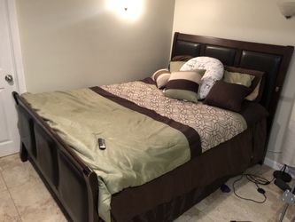 Brown Wooden Bed Frame 