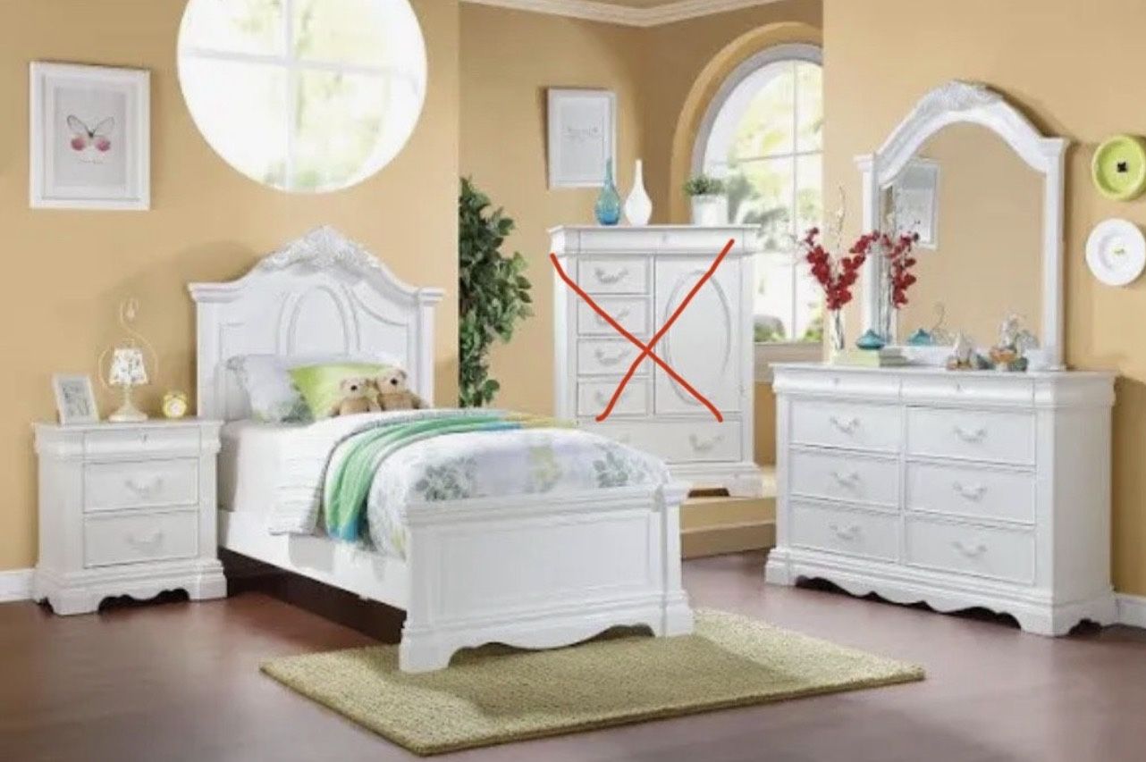 Twin Bed, Dresser With Mirror, Nightstand