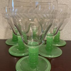 Handblown, Etched, Vintage Glasses